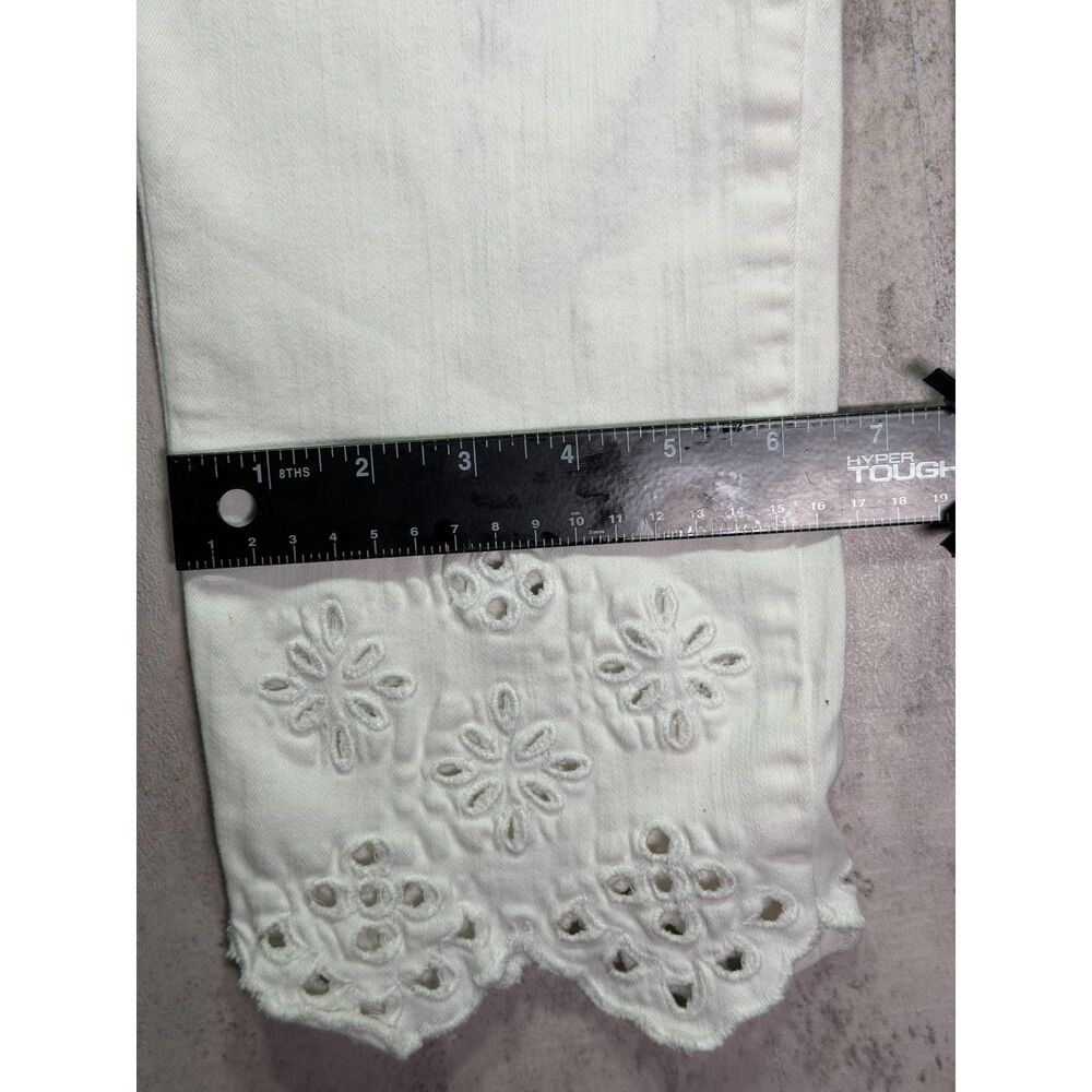 Charter Club Bristol Skinny Ankle Jeans White Size 6 Eyelet Hem